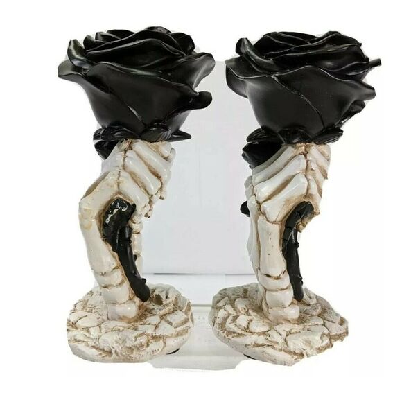 Yankee Candle Halloween Taper Holder Skeleton Black Rose  HolderPHANTASMAGORIA - Picture 2 of 7